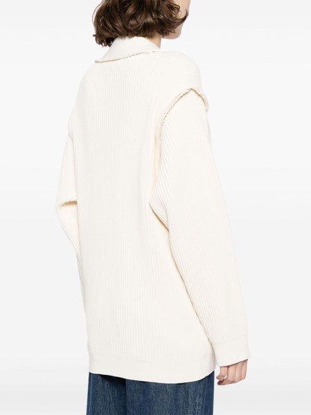 logo-embroidered ribbed-knit cardigan