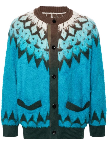 diamond-jacquard V-neck cardigan