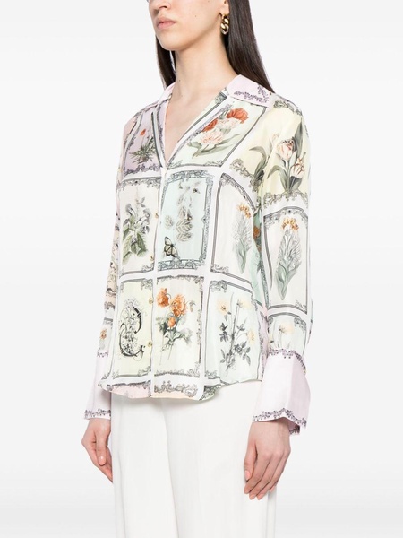 botanical-print silk shirt