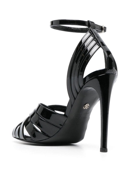 caged patent-leather pumps