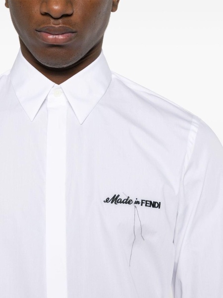 White Cotton Shirt with Italian Collar