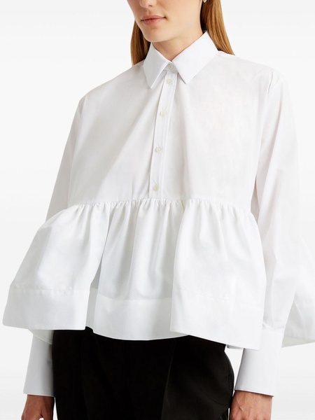 ruffle-panel cotton-poplin blouse