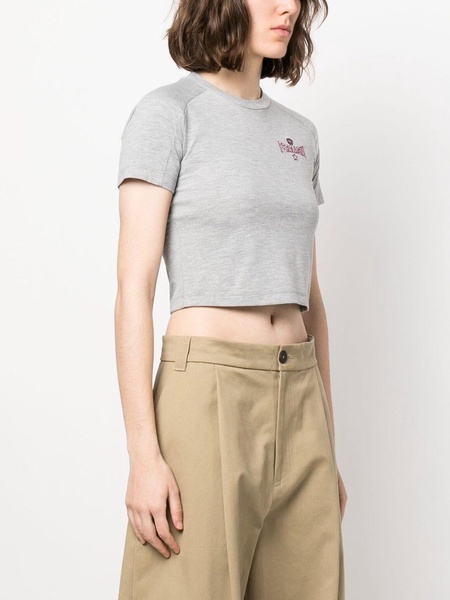 embroidered-logo cropped T-shirt