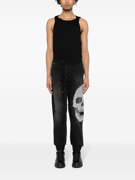 crystal-embellished Skull track pants