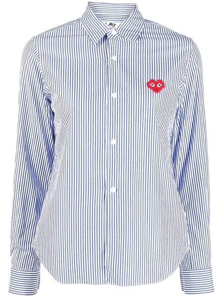 logo-patch striped shirt