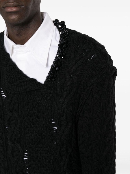 bead-embellished merino jumper