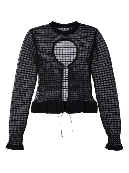 Gru grid-sheer knitted top