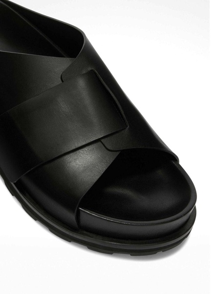 slip-on leather slides