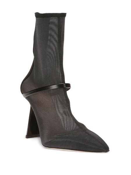 pointed-toe mesh ankle boots