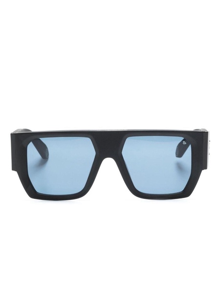 logo-embossed rectangle-frame sunglasses