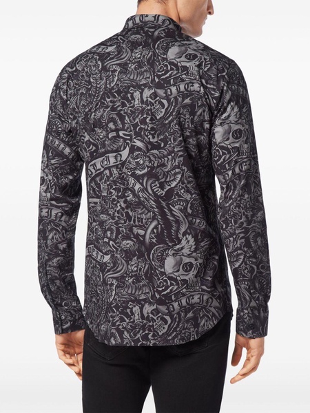 tattoo-print long-sleeve shirt