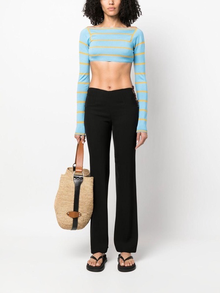 stripe-jacquard wool cropped top