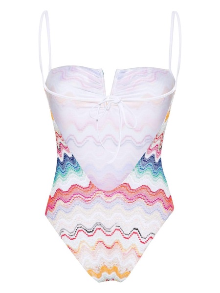 Wave knitted-overlay swimsuit