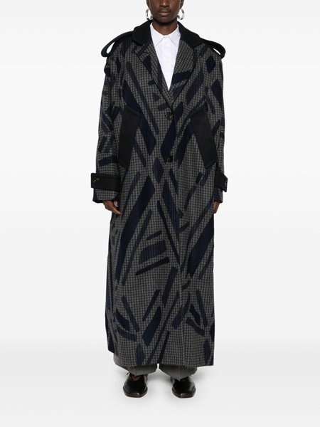 geometric-print wool trench coat 