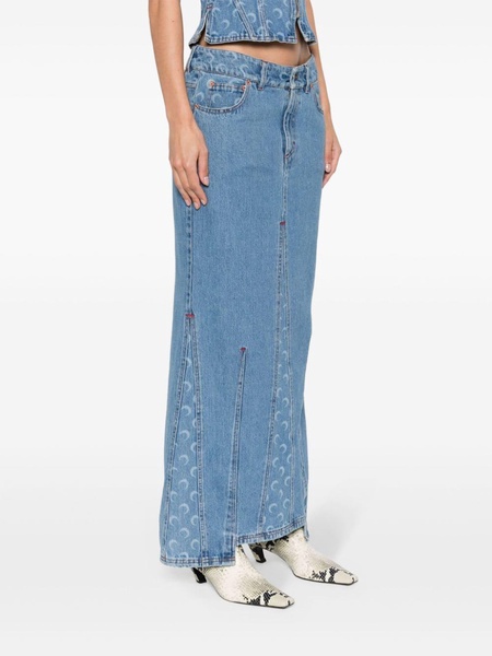 Blue Moon Laser Denim Maxi Skirt