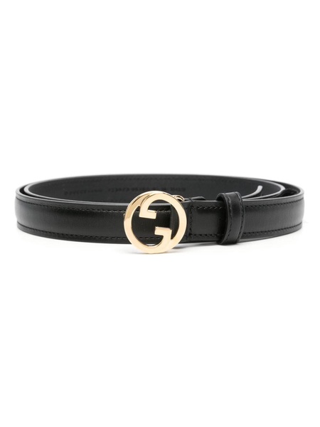 monogram plaque leather belt