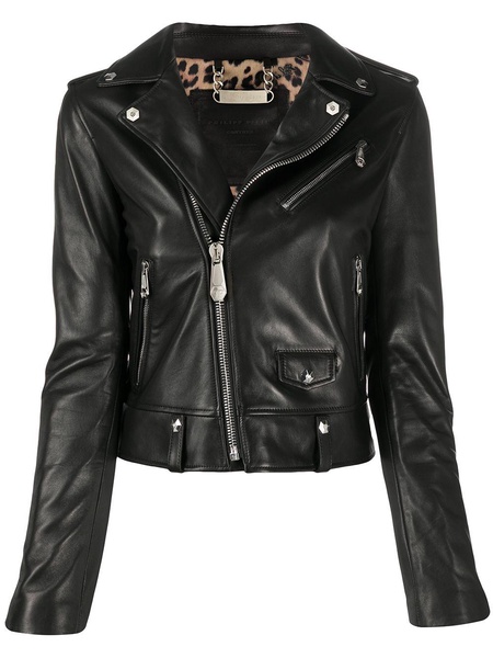 zipped biker jacket