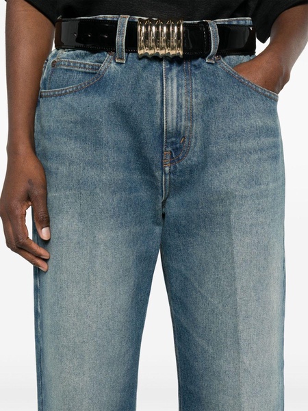 mid-rise straight-leg jeans