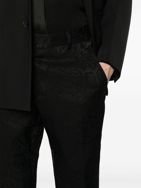 snakeskin-pattern slim-cut tailored trousers