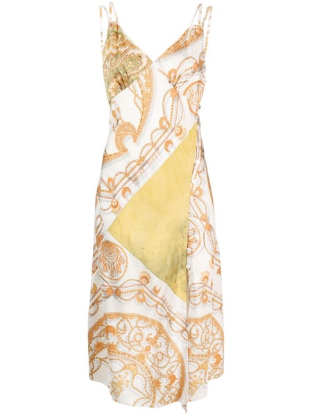 graphic-print silk slip dress