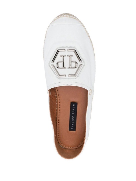 logo-plaque leather espadrilles