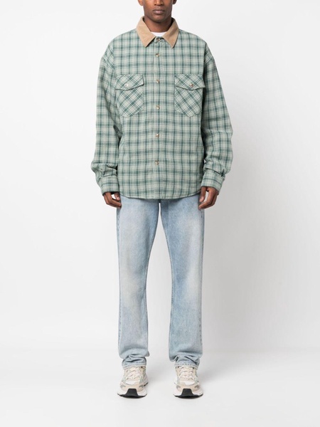 Corduroy-Trimmed Checked Cotton-Flannel Shirt