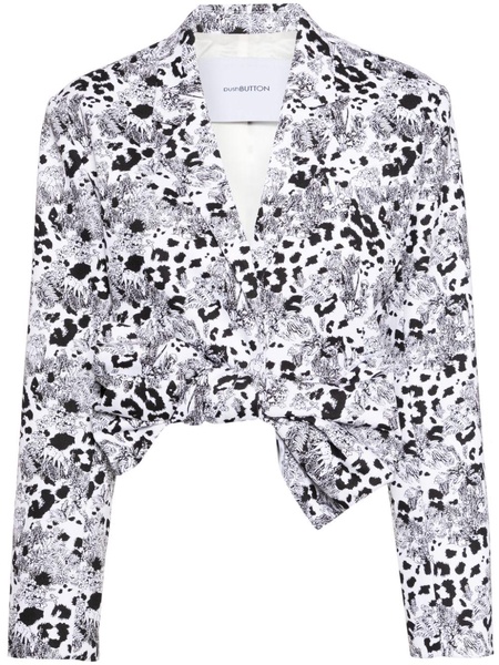 bow printed cropped jacket