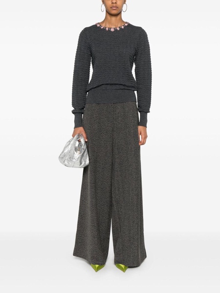 herringbone wide-leg trousers