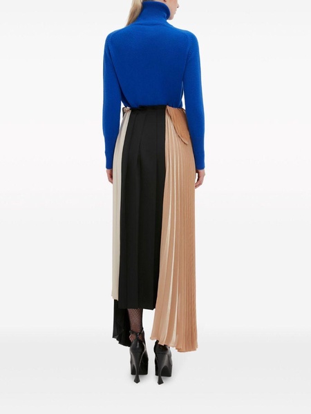 colour-block pleated asymmetric skirt