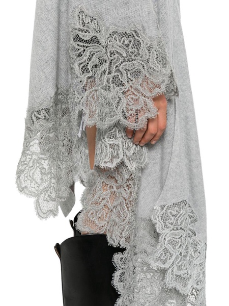 lace-trim knitted cape