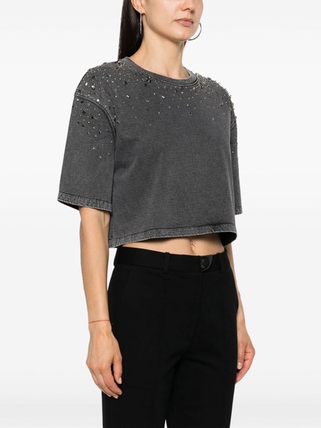 gem-embellished cropped T-shirt