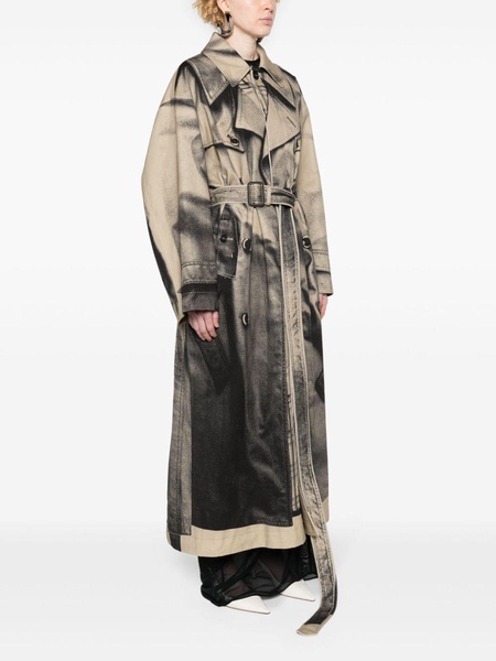 trompe l'oeil-print trench coat