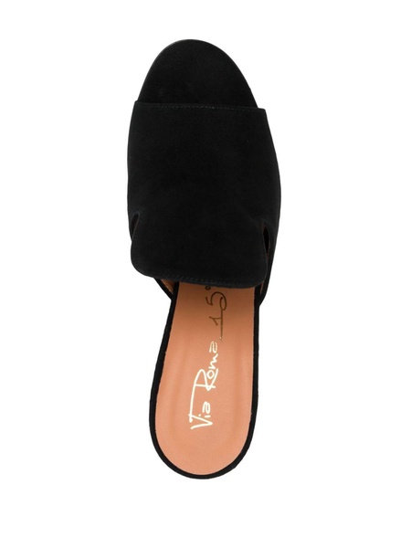 high-heel suede mules