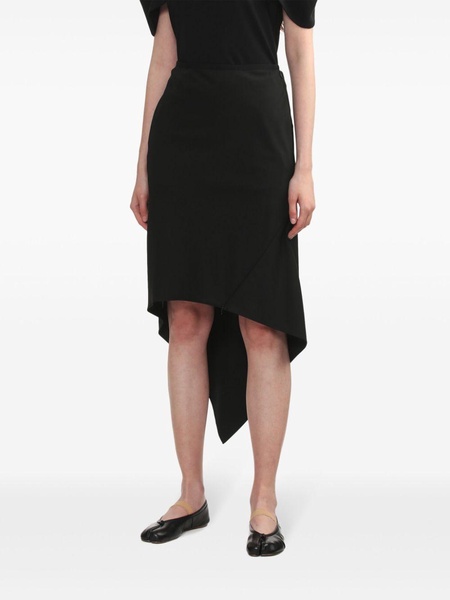 asymmetric-hem high-waist midi skirt