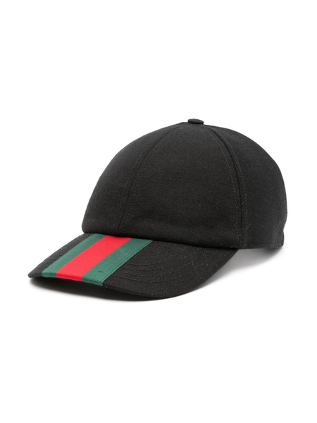 Gucci Black Baseball Cap With Web Detail Men