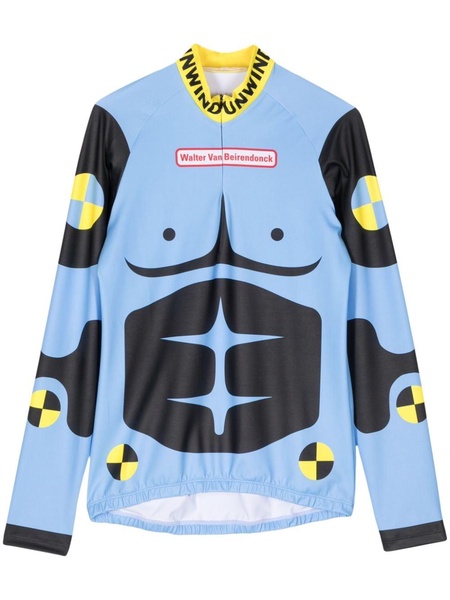 Dummy-print long-sleeve cycling top