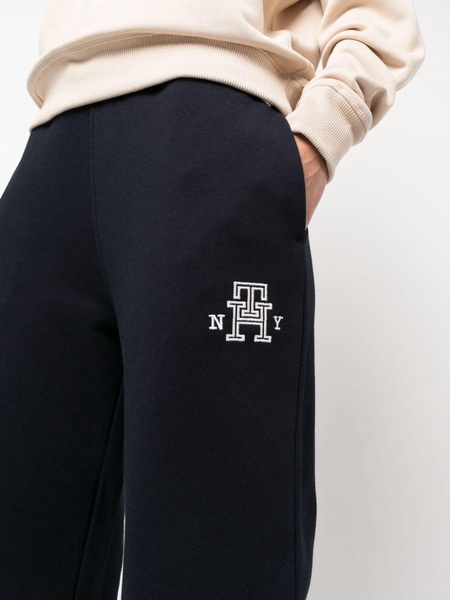 monogram-embroidered cotton track pants