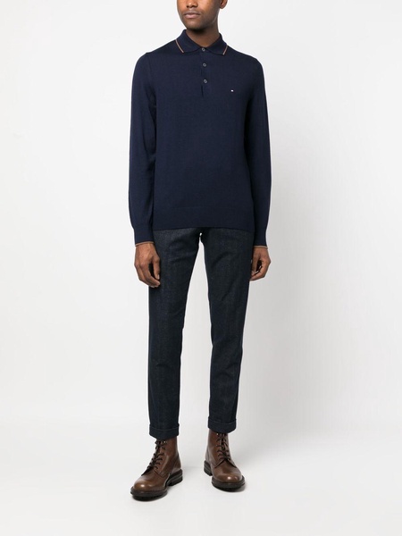 fine knit wool polo jumper