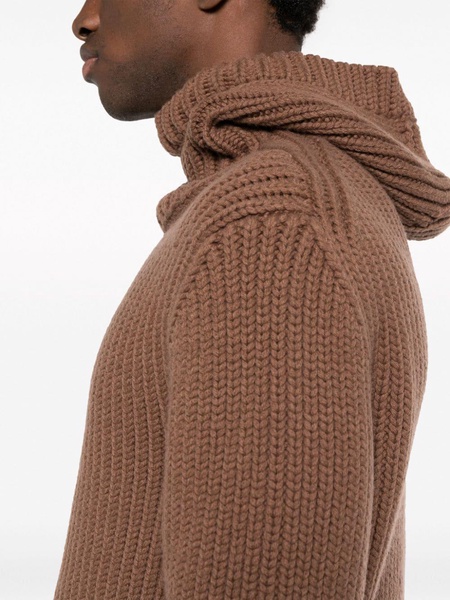 ribbed-knit hooded jumper