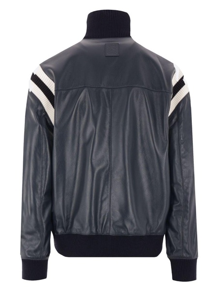 panelled leather jacket