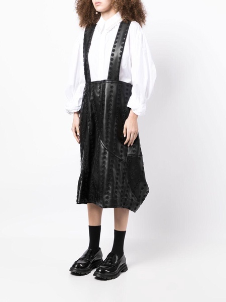 faux-leather pinafore skirt