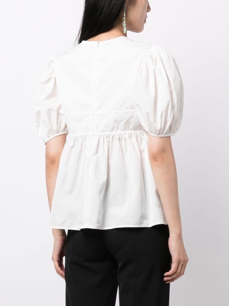 Summer recycled polyester puff-sleeves blouse