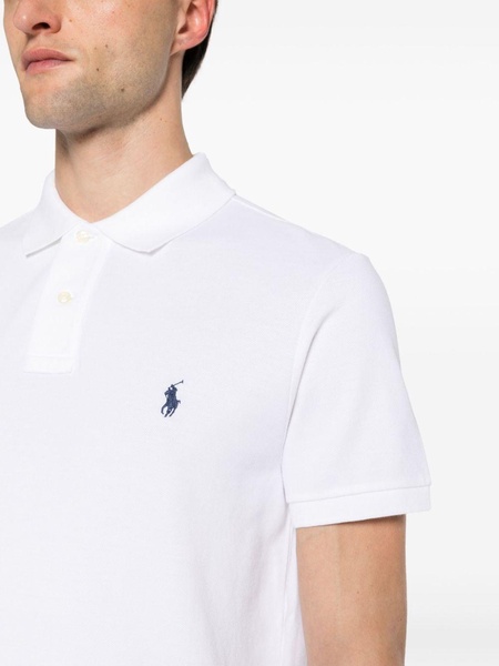 White Fitted Polo Shirt With Logo In Cotton Man