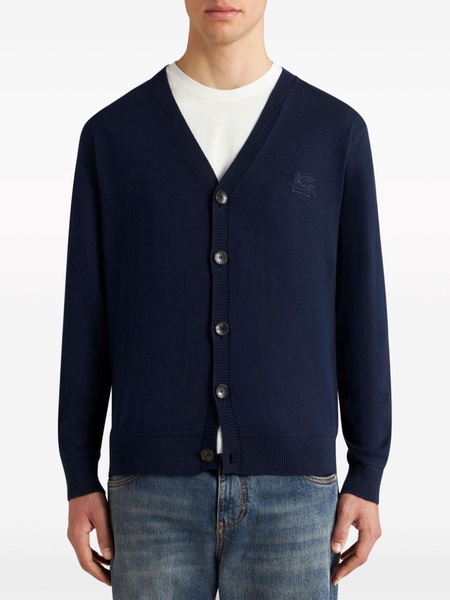 Pegaso-embroidered V-neck cardigan