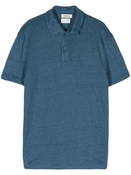 mélange linen polo shirt