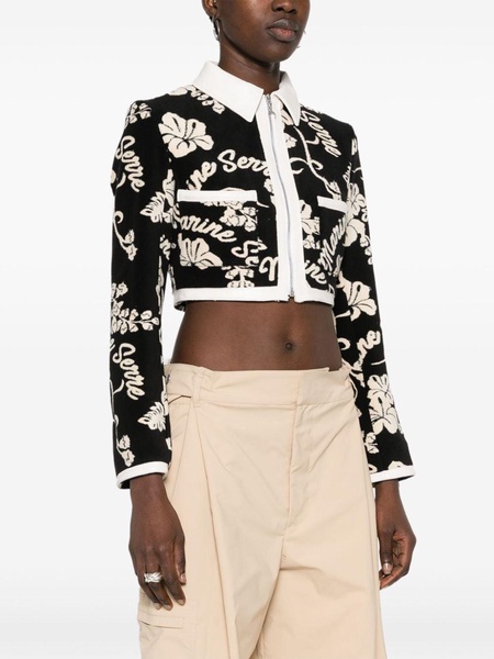 patterned-jacquard cropped jacket