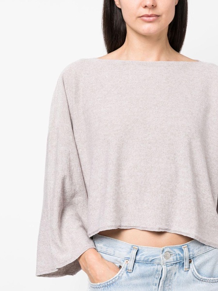 boat-neck cropped knitted top