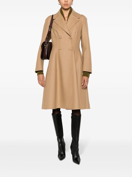 A-line double-breasted wool coat