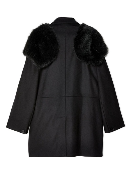 faux-fur panelling boxed-cut coat