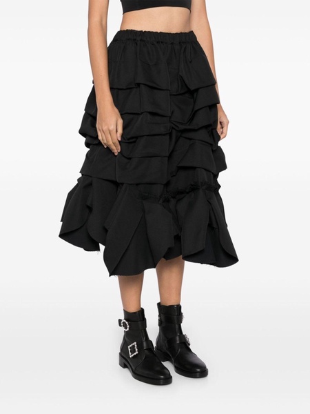 ruffled tiered midi skirt